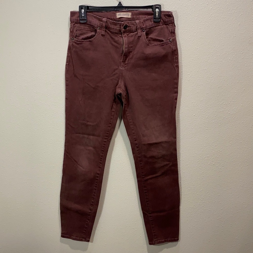 Madewell high riser skinny pants in vintage burgandy